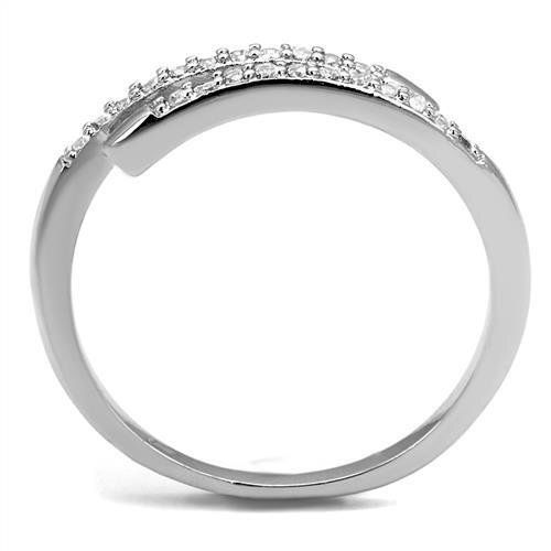 3W1222 - Brass Ring Rhodium Women AAA Grade CZ Clear