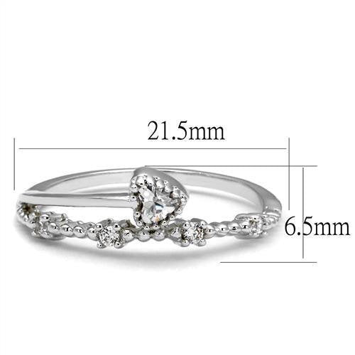 3W1223 - Brass Ring Rhodium Women AAA Grade CZ Clear