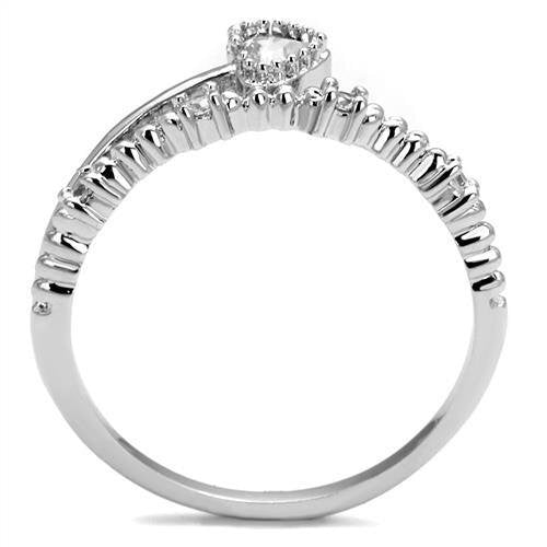 3W1223 - Brass Ring Rhodium Women AAA Grade CZ Clear