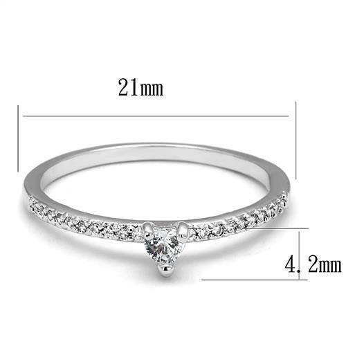 3W1224 - Brass Ring Rhodium Women AAA Grade CZ Clear