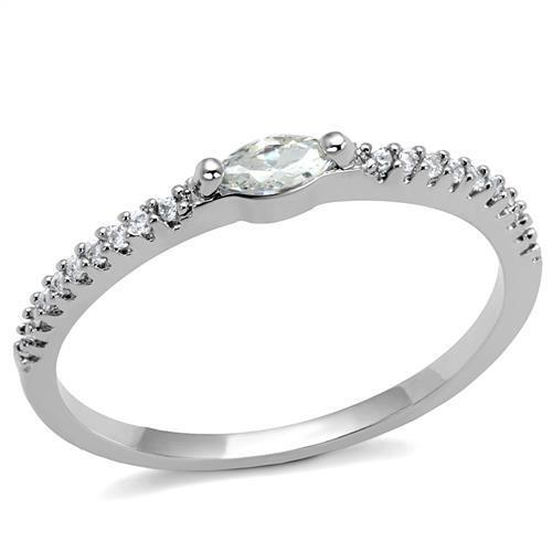 3W1225 - Brass Ring Rhodium Women AAA Grade CZ Clear