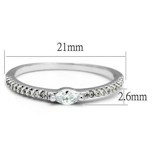 3W1225 - Brass Ring Rhodium Women AAA Grade CZ Clear