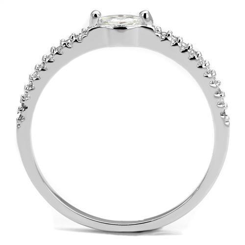 3W1225 - Brass Ring Rhodium Women AAA Grade CZ Clear