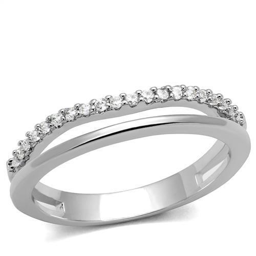 3W1229 - Brass Ring Rhodium Women AAA Grade CZ Clear