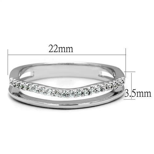 3W1229 - Brass Ring Rhodium Women AAA Grade CZ Clear