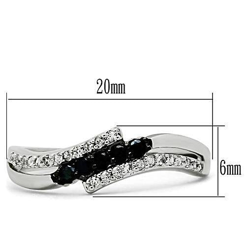 3W122 - Brass Ring Rhodium + Ruthenium Women AAA Grade CZ Jet