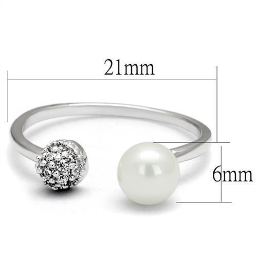 3W1230 - Brass Ring Rhodium Women Synthetic White