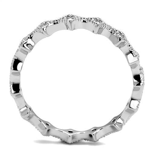 3W1231 - Brass Ring Rhodium Women AAA Grade CZ Clear