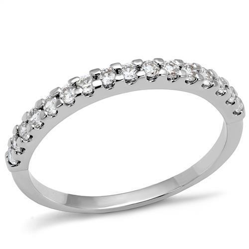 3W1232 - Brass Ring Rhodium Women AAA Grade CZ Clear