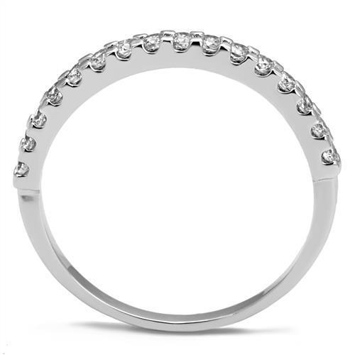 3W1232 - Brass Ring Rhodium Women AAA Grade CZ Clear