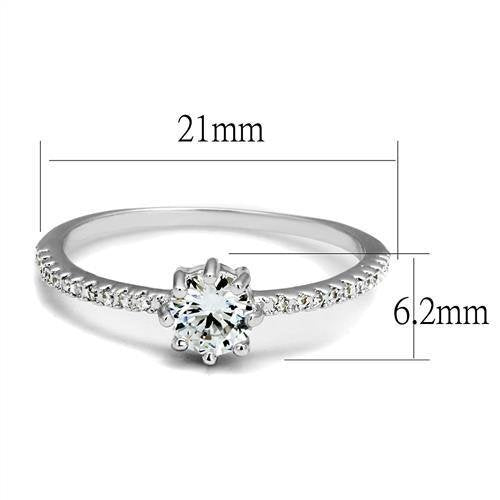 3W1233 - Brass Ring Rhodium Women AAA Grade CZ Clear