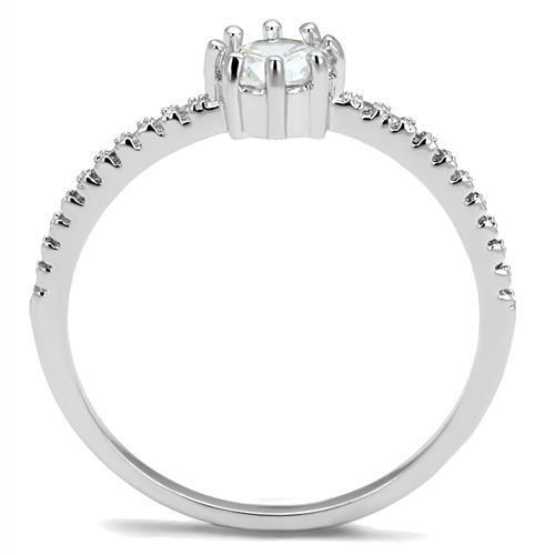 3W1233 - Brass Ring Rhodium Women AAA Grade CZ Clear