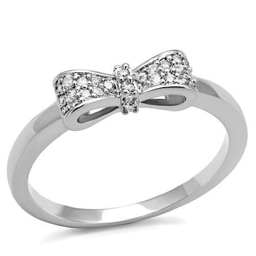 3W1235 - Brass Ring Rhodium Women AAA Grade CZ Clear