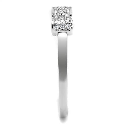 3W1235 - Brass Ring Rhodium Women AAA Grade CZ Clear