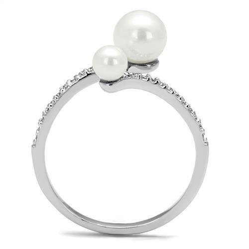 3W1236 - Brass Ring Rhodium Women Synthetic White