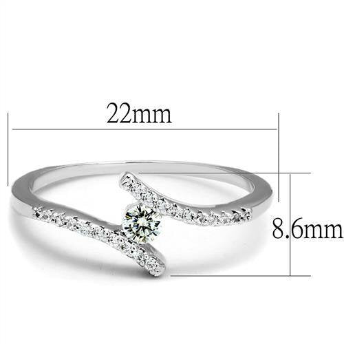 3W1237 - Brass Ring Rhodium Women AAA Grade CZ Clear