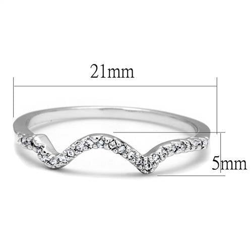 3W1239 - Brass Ring Rhodium Women AAA Grade CZ Clear