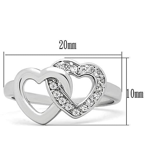 3W123 - Brass Ring Rhodium Women AAA Grade CZ Clear