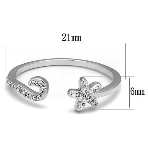 3W1240 - Brass Ring Rhodium Women AAA Grade CZ Clear