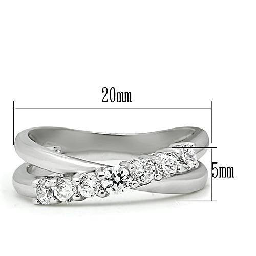 3W124 - Brass Ring Rhodium Women AAA Grade CZ Clear