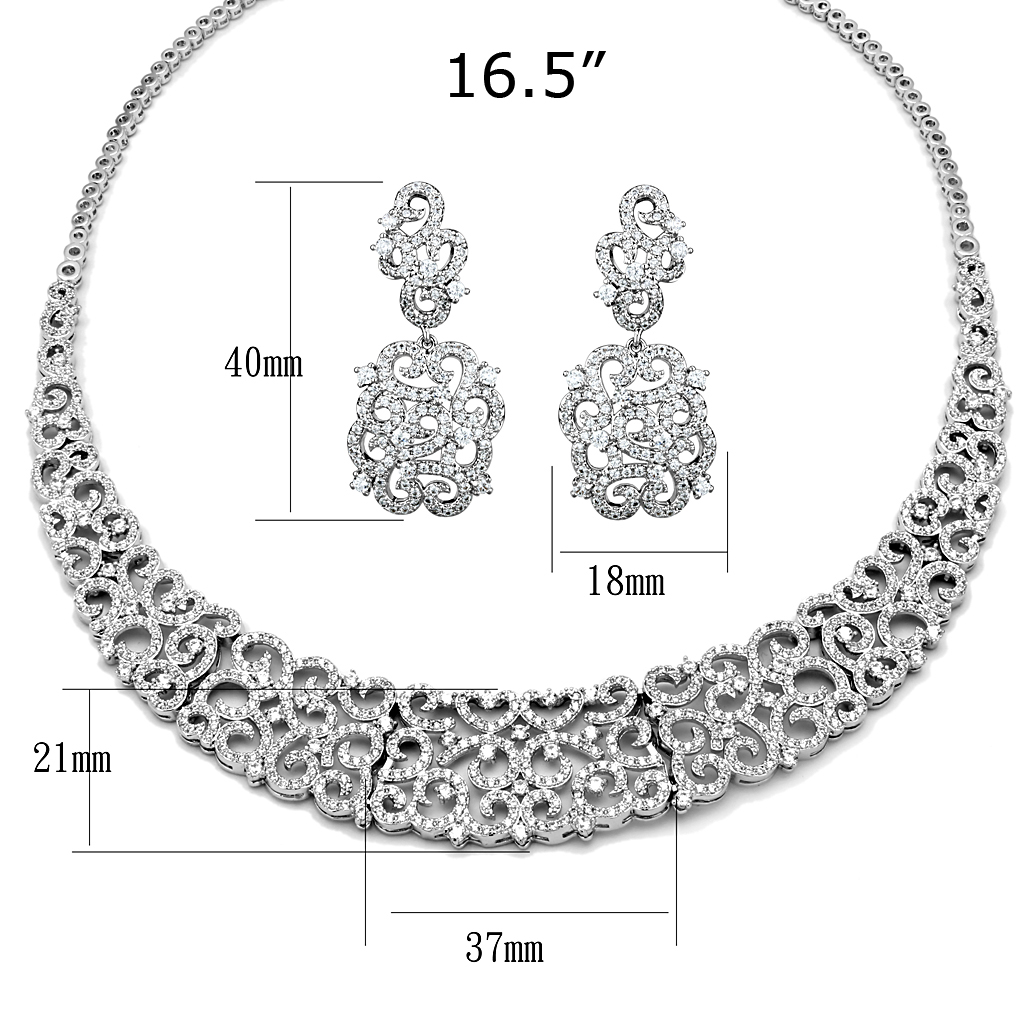 3W1252 - Brass Jewelry Sets Rhodium Women AAA Grade CZ Clear