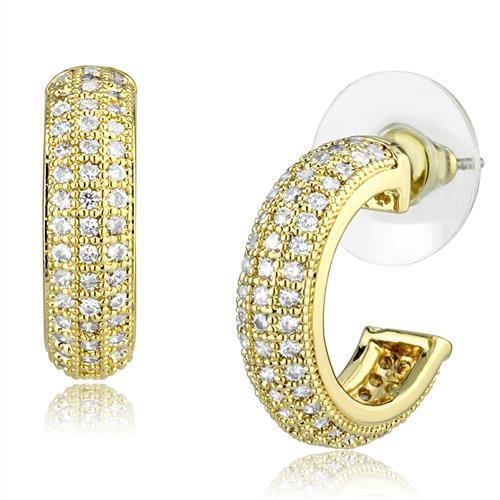 3W1261 - Brass Earrings Gold Women AAA Grade CZ Clear
