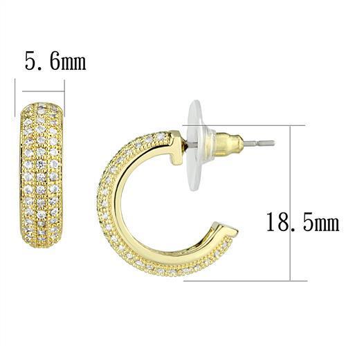 3W1261 - Brass Earrings Gold Women AAA Grade CZ Clear