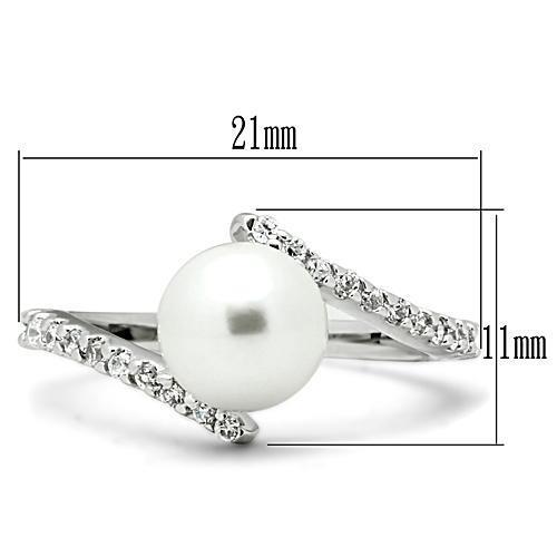 3W126 - Brass Ring Rhodium Women Synthetic White