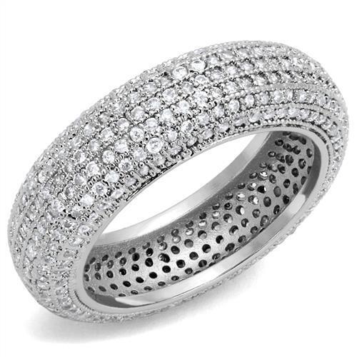 3W1273 - Brass Ring Rhodium Women AAA Grade CZ Clear