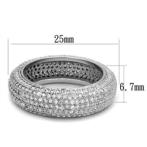 3W1273 - Brass Ring Rhodium Women AAA Grade CZ Clear