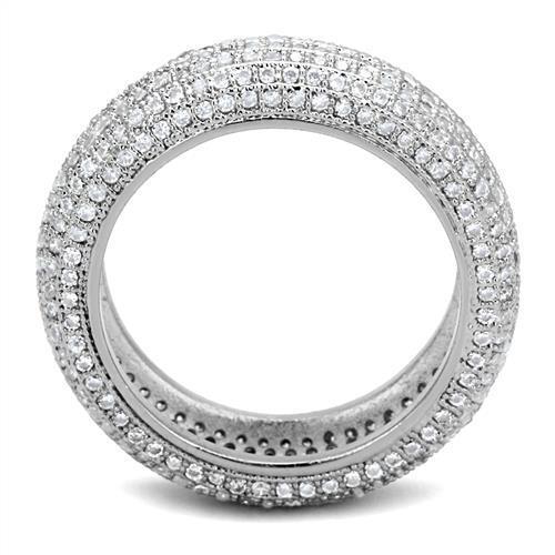 3W1273 - Brass Ring Rhodium Women AAA Grade CZ Clear