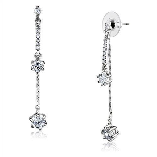 3W1277 - Brass Earrings Rhodium Women AAA Grade CZ Clear