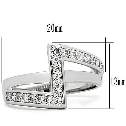 3W127 - Brass Ring Rhodium Women AAA Grade CZ Clear