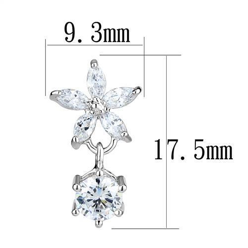 3W1281 - Brass Earrings Rhodium Women AAA Grade CZ Clear