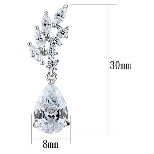 3W1282 - Brass Earrings Rhodium Women AAA Grade CZ Clear