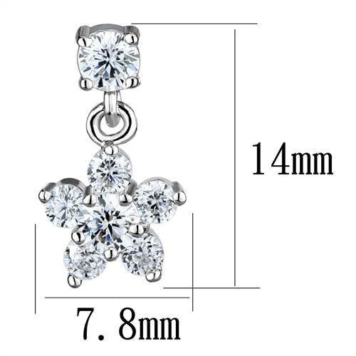 3W1284 - Brass Earrings Rhodium Women AAA Grade CZ Clear