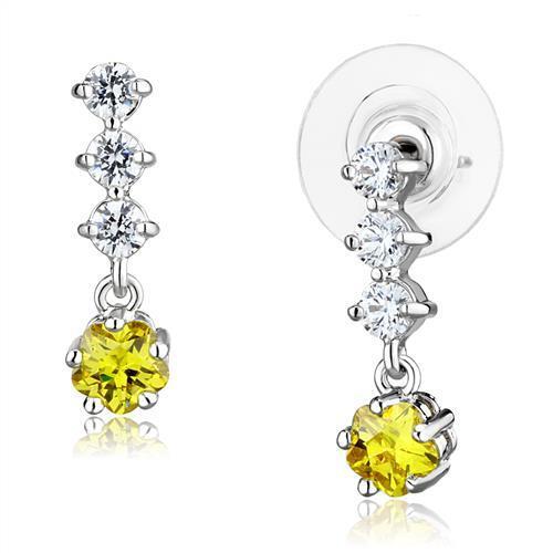 3W1285 - Brass Earrings Rhodium Women AAA Grade CZ Topaz