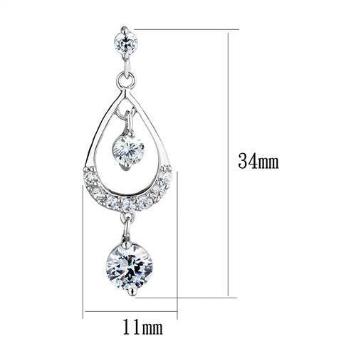 3W1286 - Brass Earrings Rhodium Women AAA Grade CZ Clear