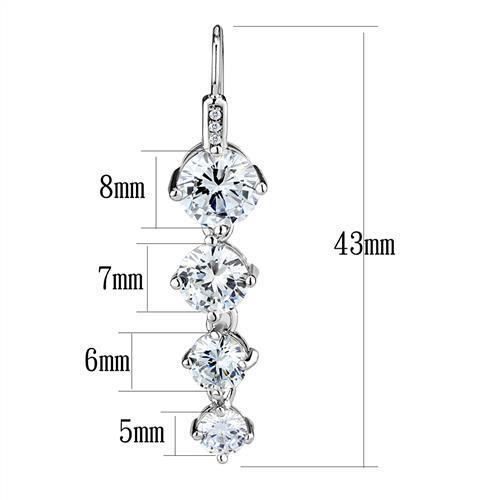 3W1287 - Brass Earrings Rhodium Women AAA Grade CZ Clear