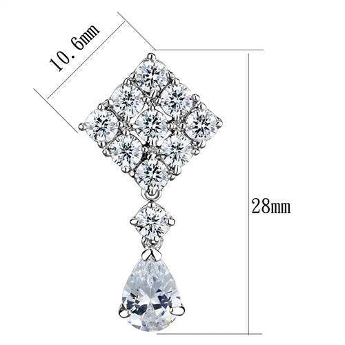 3W1288 - Brass Earrings Rhodium Women AAA Grade CZ Clear