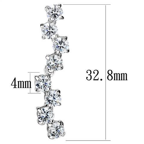 3W1289 - Brass Earrings Rhodium Women AAA Grade CZ Clear