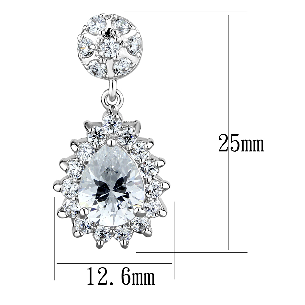 3W1292 - Brass Earrings Rhodium Women AAA Grade CZ Clear