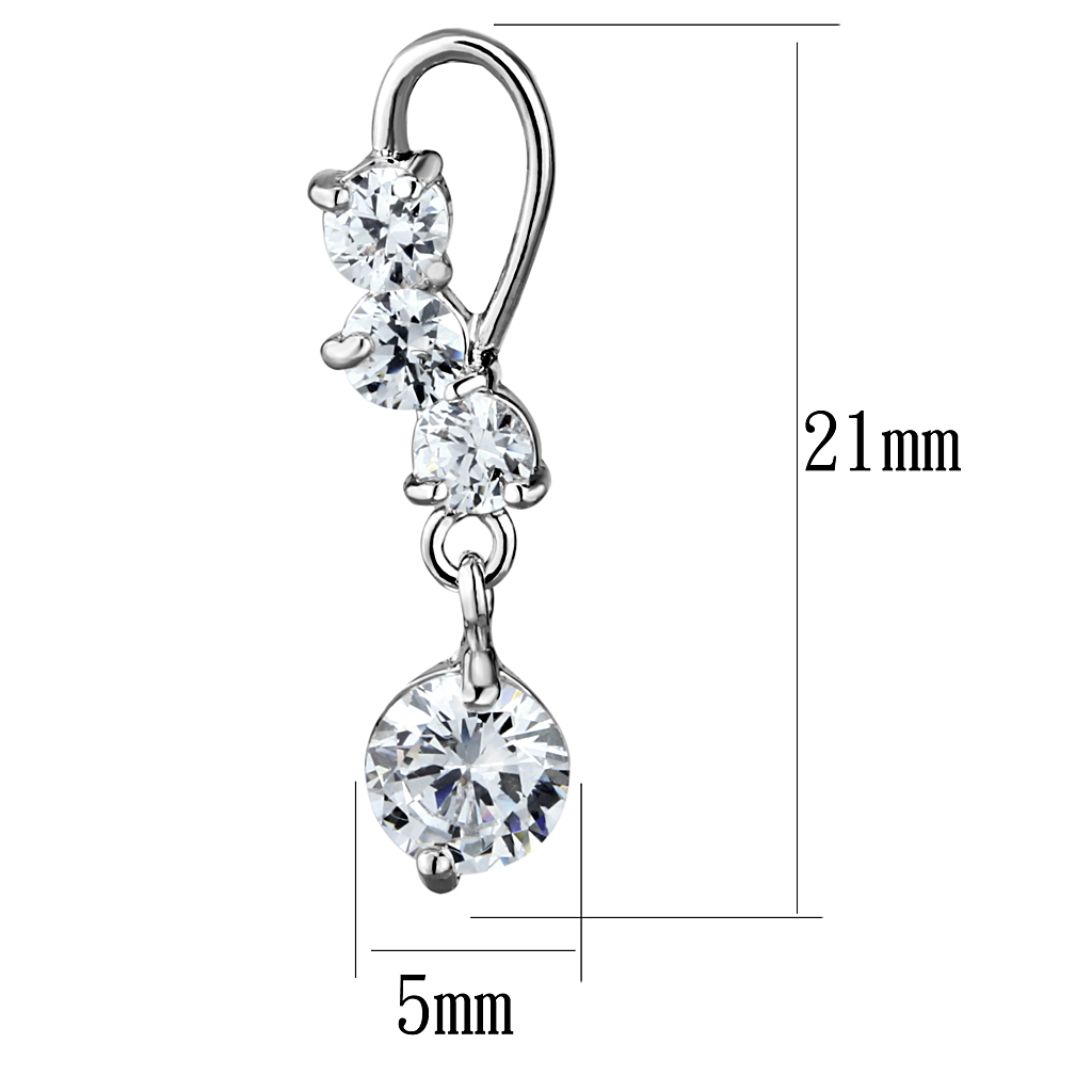 3W1293 - Brass Earrings Rhodium Women AAA Grade CZ Clear