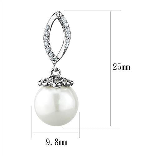 3W1301 - Brass Earrings Rhodium Women Synthetic White