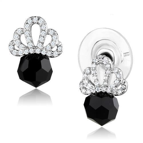 3W1303 - Brass Earrings Rhodium Women AAA Grade CZ Clear