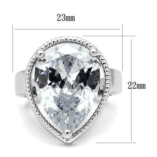 3W1305 - Brass Ring Rhodium Women AAA Grade CZ Clear