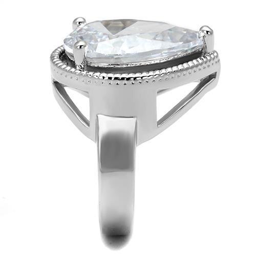 3W1305 - Brass Ring Rhodium Women AAA Grade CZ Clear