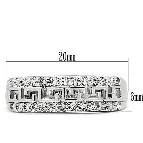 3W130 - Brass Ring Rhodium Women AAA Grade CZ Clear