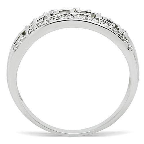 3W130 - Brass Ring Rhodium Women AAA Grade CZ Clear