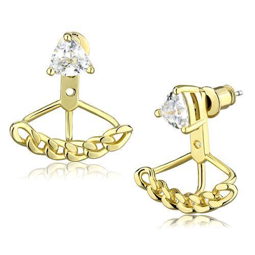 3W1313 - Brass Earrings Gold Women AAA Grade CZ Clear